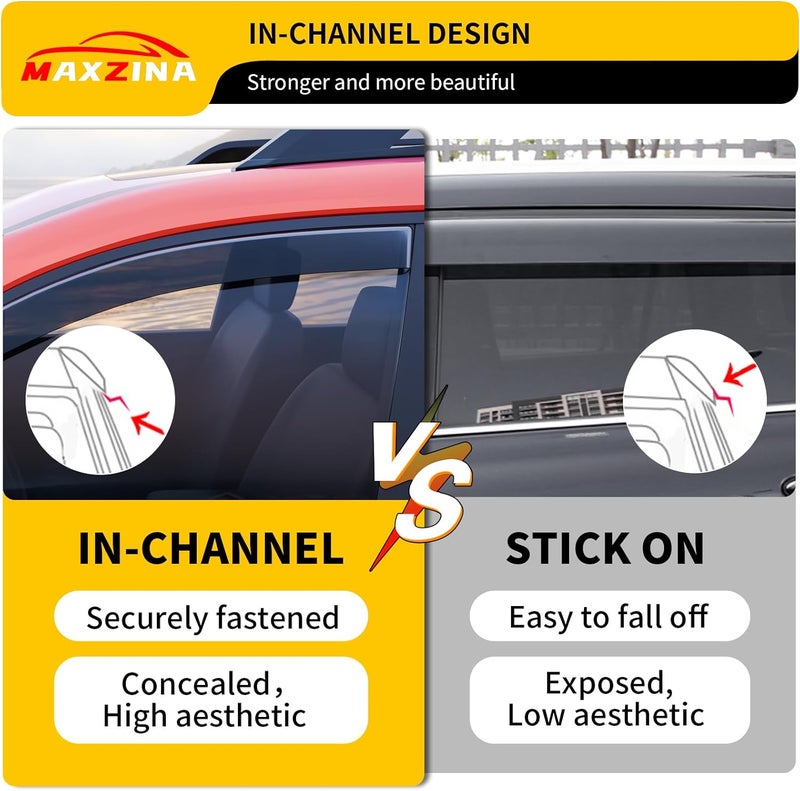 Maxzina Visor Rain Guards Compatible with 2025 Honda Passport (Not for 2026) Front and Rear in-Channel Window Visors Wind Deflectors Weather Shield for 2025 Passport 4PCS Accessories - Image 4